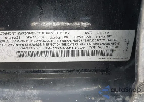 2010 Volkswagen Jetta Limited Edition from USA, damaged, VIN 3VWAX7AJ6AM131672